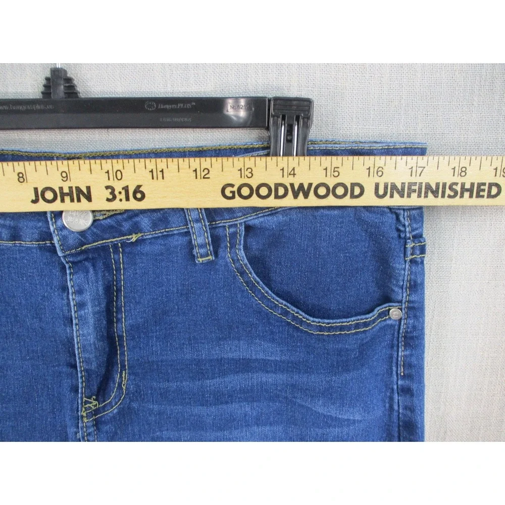 Buzz Jeans Womens Distressed Denim Skirt Wash Blue Knee Length Sz 35 waist